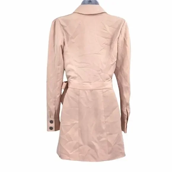 Marissa Webb Asher Satin Crepe Blazer Dress XS Double Breasted Tie-Waist NWD